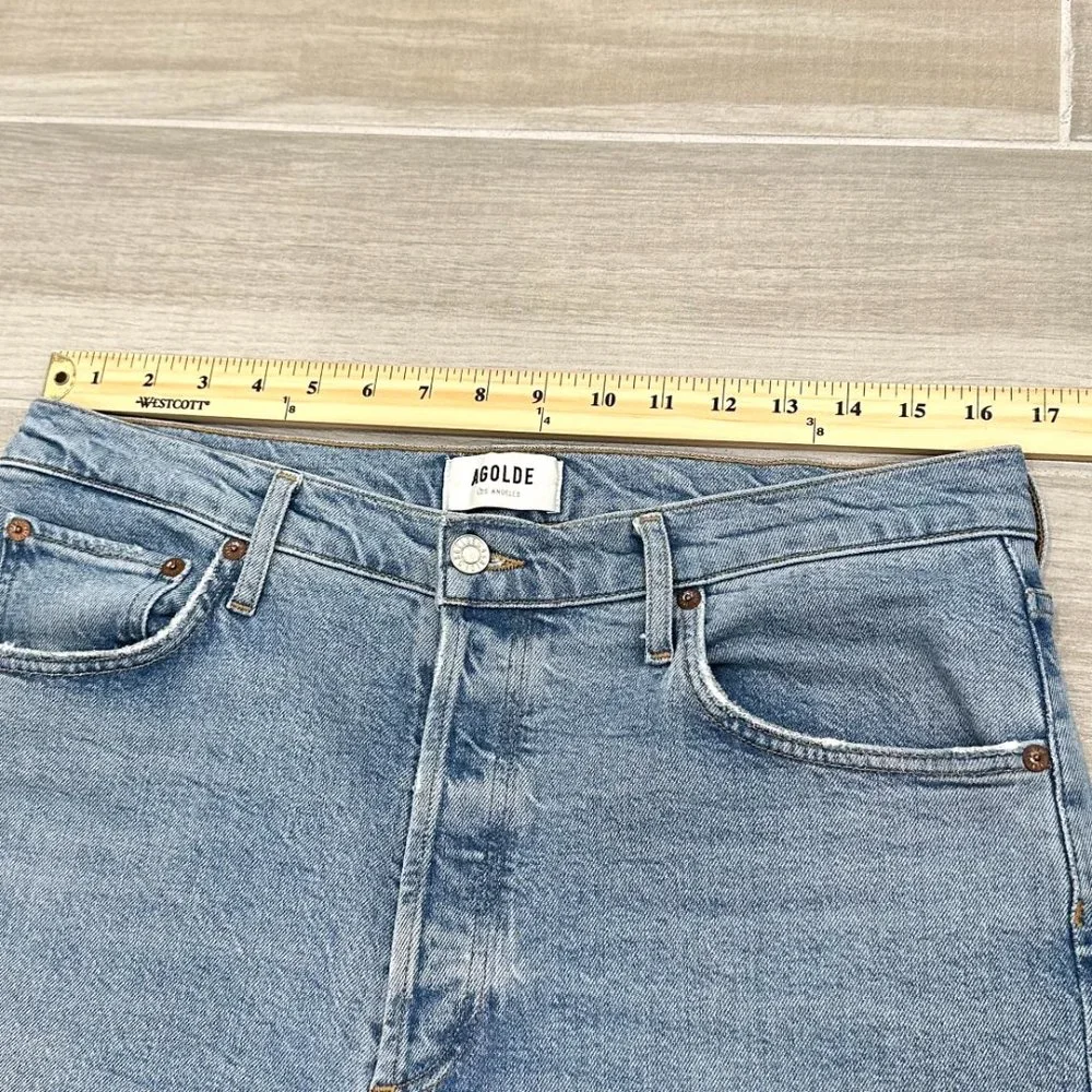 Agolde Riley High Rise Straight Crop Jeans in Shiver Light Wash Denim Size 30 - Picture 10 of 15